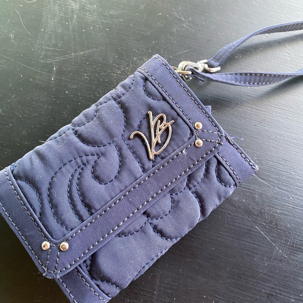 Navy blue, quilted Vera Bradley wristlet